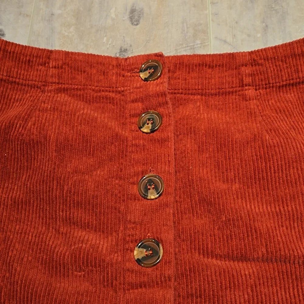Orange Kiss Rust Corduroy Skirt - Picture 2 of 6